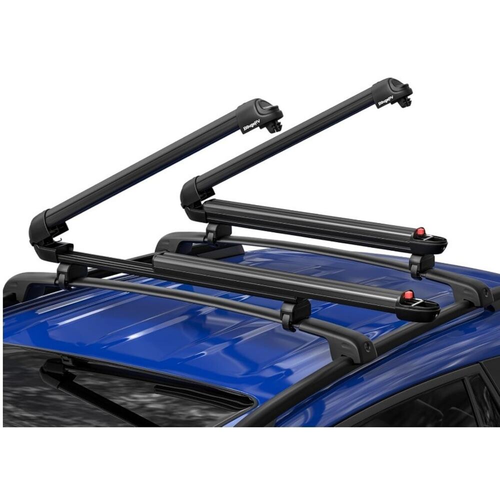 BougeRV 28" Lockable Ski Snowboard Rack Sliding Roof Mount 6 Skis 4 Boards